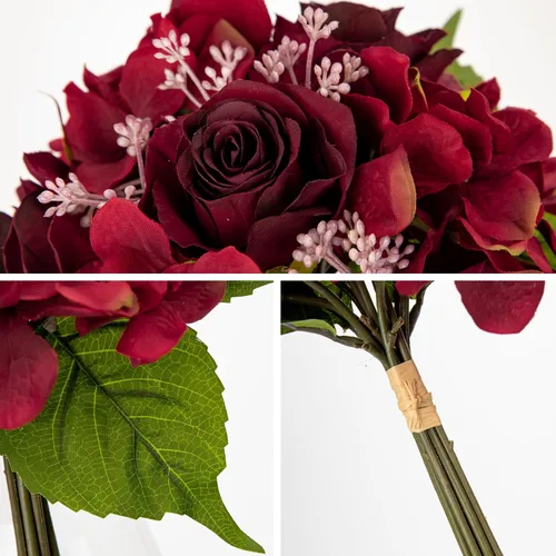 Miniatura 3 de Ramo de rosas artificiales de seda de 12 pulgadas, flores artificiales de rosas rojas falsas para el día de la madre, novia, boda, fiesta, festival