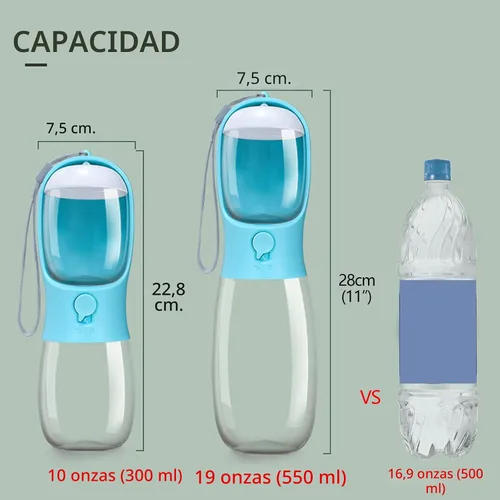 Miniatura 6 de Botella de agua para perros con recipiente para alimentos, dispensador de agua portátil a prueba de fugas para mascotas, para caminar, senderismo