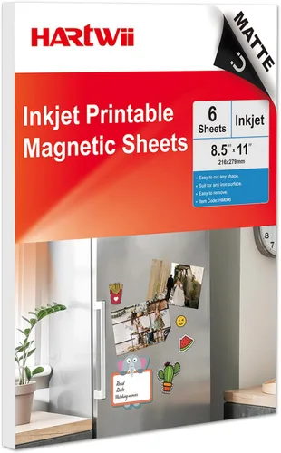 Miniatura 10 de 50 hojas brillantes impresas en papel magnético a granel para impresora de inyección de tinta, haz fotos para refrigerador, 13.5 mil, 8.5 x 11