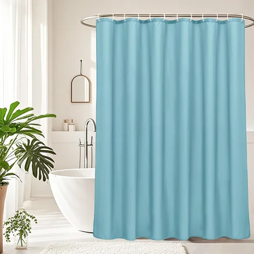 Miniatura 7 de AooHome Cortina de Ducha para Estante de Tamaño 36x72 Pulgadas, Cortina de Baño de Tela Sólida Azul Duradera con Ganchos, Borde Pesado, Impermeable