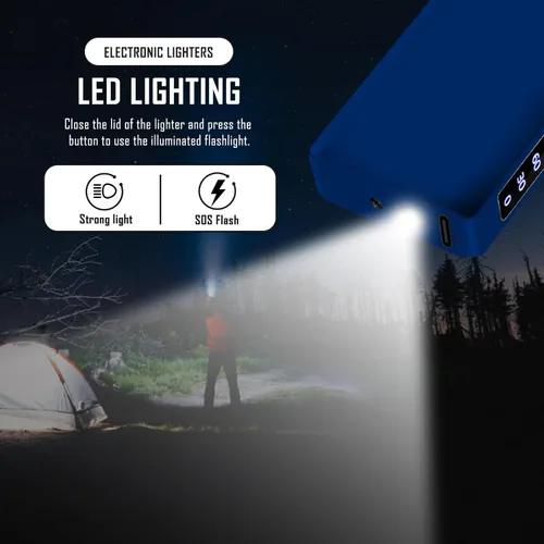 Miniatura 8 de SKRFIRE Encendedor USB resistente al viento – Arco eléctrico de alta potencia, encendedor de plasma recargable con linterna multimodo y pantalla