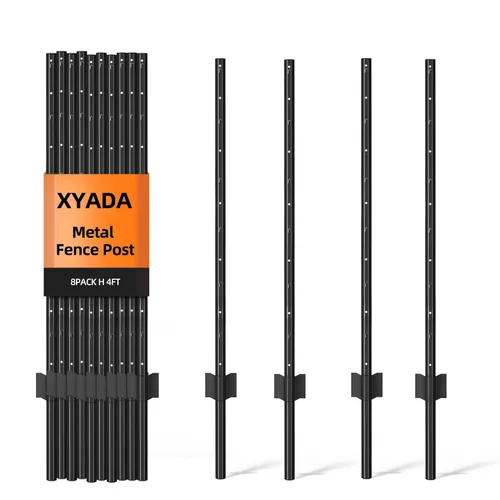 XYADA Postes de Valla de Servicio Pesado de Metal, Poste en U para Cercado en Jardín, Patio y Alambre Exterior (4 PIES - Paquete de 8)
