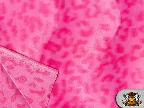 Miniatura 3 de Velboa Faux/Fake Fur Leopard Pink Fabric By the Yard