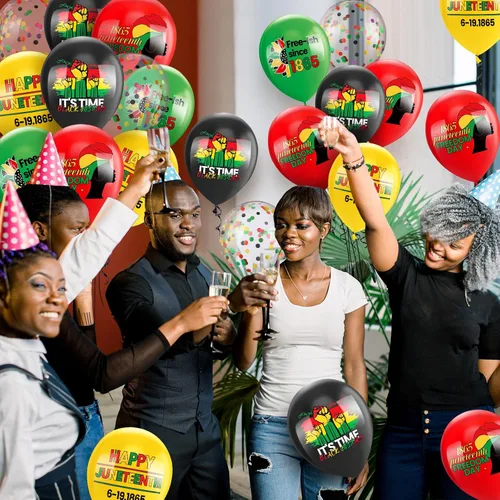 Miniatura 7 de 50 globos de látex para decoración de fiesta patriótica negra del Día de la Libertad, globos de látex para el Día de la Independencia Afro Americana