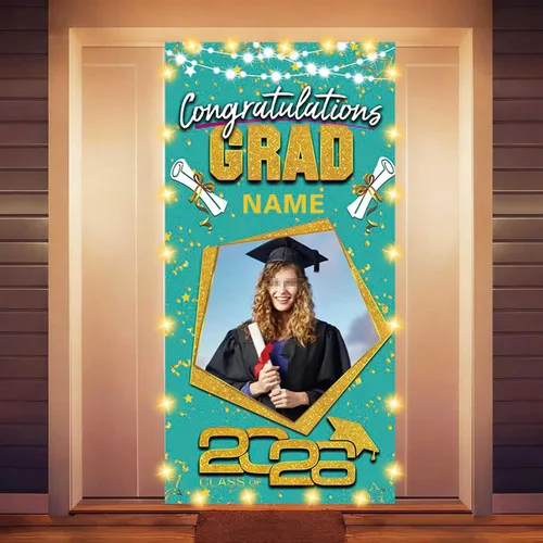 Miniatura 52 de Decoraciones personalizadas para fiestas de graduación 2026 – Cartel de felicitación de graduación grande – Cartel de fondo de graduación