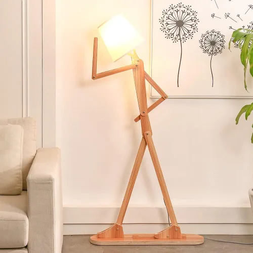 Miniatura 8 de Lámpara de pie mini de madera genial para sala de estar, dormitorio, mesita de noche - Luz decorativa de esquina para oficina, lámpara de lectura