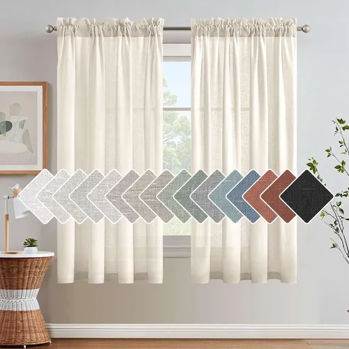 Miniatura 27 de H.VERSAILTEX Cortinas de Lino con Textura Filtradoras de Luz para Tratamiento de Ventanas de Sala de Estar, Cortinas Naturales Duraderas