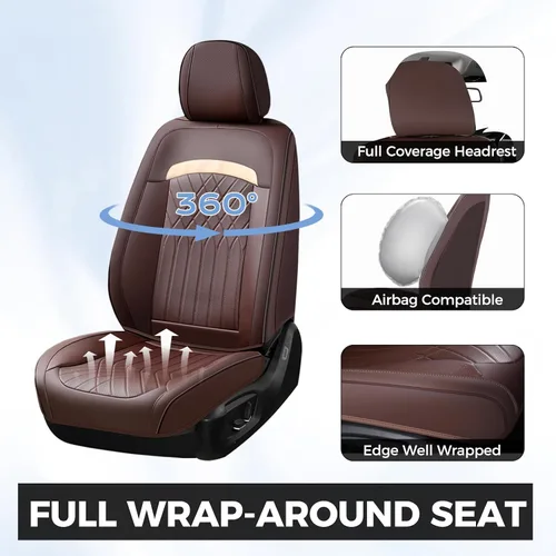 Miniatura 3 de FLORICH Fundas de asiento delantero de automóvil, fundas de asiento de cuero para automóviles, protector de asiento de automóvil, impermeable