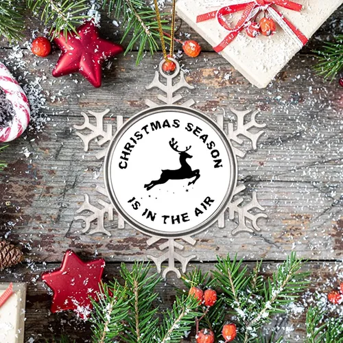 Miniatura 7 de Adornos decorativos para colgar en la temporada de Navidad con citas divertidas de Navidad, adornos de copo de nieve de metal, regalo de Navidad