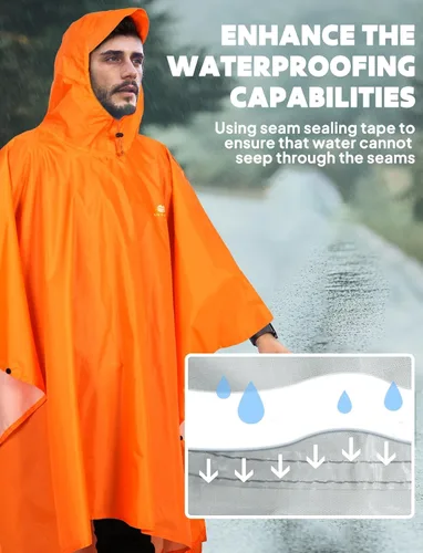 Miniatura 79 de ANYOO Poncho de lluvia con capucha para adultos, impermeable, ligero, para hombres y mujeres, chaqueta de lluvia reutilizable para emergencias al