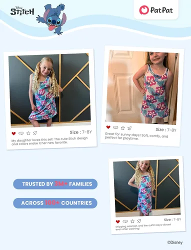 Miniatura 7 de Disney Stitch Princess Frozen Elsa Minnie Mouse - Vestido sin mangas para niñas, vestido acampanado para verano, playa, 2-9 años