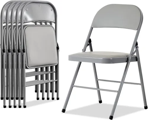 Miniatura 8 de Karl home Paquete de 12 sillas plegables blancas con asientos acolchados para exteriores e interiores, asiento comercial apilable portátil con marco