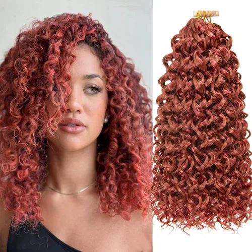 Miniatura 38 de GoGo Curl Crochet Hair 18 pulgadas onda de agua pelo sintético bohemio ganchillo trenzado jengibre onda profunda extensiones de cabello trenzado