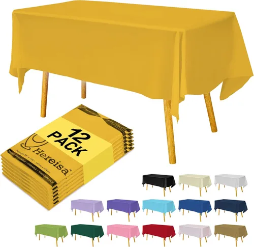Miniatura 133 de Paquete de 3 manteles de plástico desechables de 54 x 108 pulgadas, manteles de color blanco hueso, manteles de fiesta nupcial para fiestas