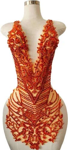Miniatura 2 de Apliques de diamantes de imitación hechos a mano para coser en cuentas, parches de recorte, accesorios para vestido de novia, parche de encaje