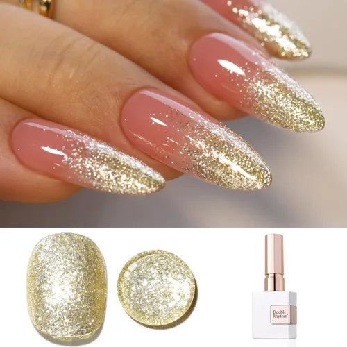 Miniatura 70 de Double Rhythm Esmalte de gel con purpurina de nieve de 0.5 fl oz, color holográfico reflectante para arte de uñas, salón de manicura y bricolaje
