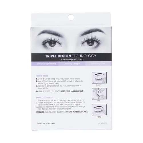 Miniatura 8 de KISS Pestañas postizas Triple Push-Up, 'Babydoll', de 0.47 a 0.55 pulgadas, incluye 4 pares de pestañas postizas, fáciles de aplicar, racimos