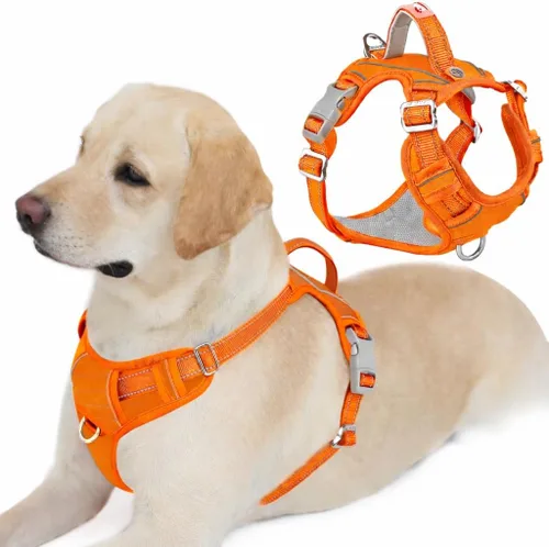 Miniatura 39 de BARKBAY Arnés para perro sin tirones con bolsillo para etiqueta de identificación, resistente, reflectante, fácil control para perros grandes