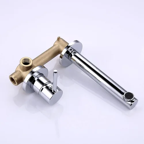 Miniatura 5 de SUMERAIN Grifo de montaje en pared para fregadero de baño, grifo de baño cromado moderno con válvula de latón Cromo