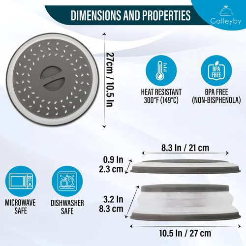 Miniatura 2 de Funda de silicona para salpicaduras de microondas, apta para lavavajillas, paquete de 1 funda para tapa de microondas para alimentos, diseño