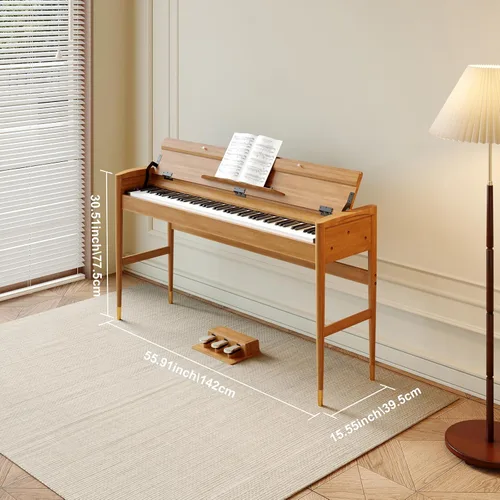 Miniatura 6 de Piano digital de acción martillo con peso de 88 teclas, chip de fuente de sonido francés 5704, marco de madera maciza, piano eléctrico