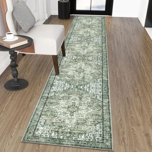 Miniatura 10 de SIILOOM Alfombra lavable de 2 x 3 pies, alfombra suave color taupe ceniza para entrada, tapete antideslizante para puerta de interior, tapete