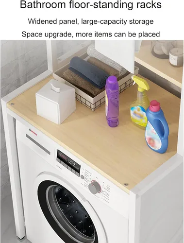 Miniatura 5 de Estante de almacenamiento sobre la lavadora y secadora, organizador de ahorro de espacio en el baño con barra para colgar ropa, toallero