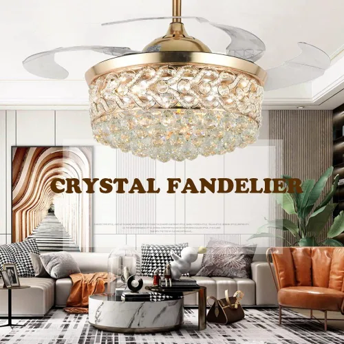 Miniatura 8 de Fandian Ventilador de techo moderno de cristal de 42 pulgadas con control remoto de luces, cuchillas retráctiles, iluminación de 3 cambios
