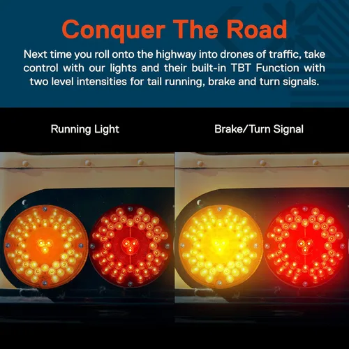 Miniatura 5 de TRUE MODS - Luz trasera redonda de freno de 47 LED de 7 pulgadas para autobús escolar, transporte de residuos de vehículos de tránsito