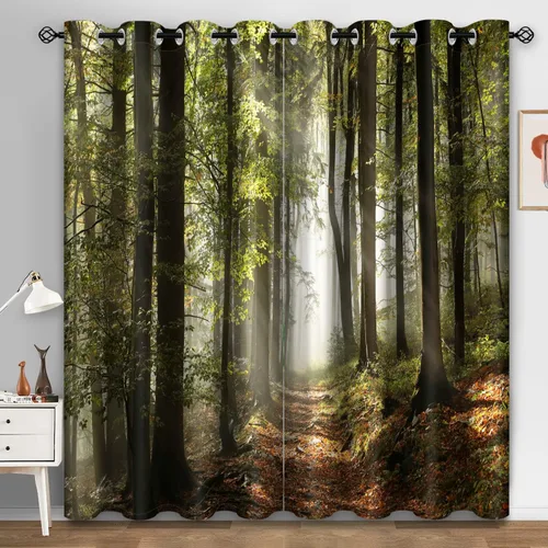 Miniatura 16 de Aimego - Cortinas opacas rústicas con flores de girasol, cortinas para oscurecer la habitación, estilo granja, paneles de madera, mariposas azules