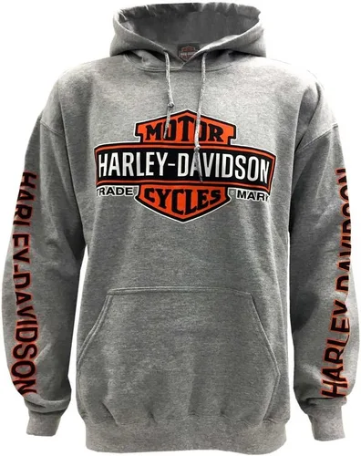 Harley-Davidson Sudadera con capucha y logotipo Bar & Shield para hombre, color gris, Gris (Sports Gray)