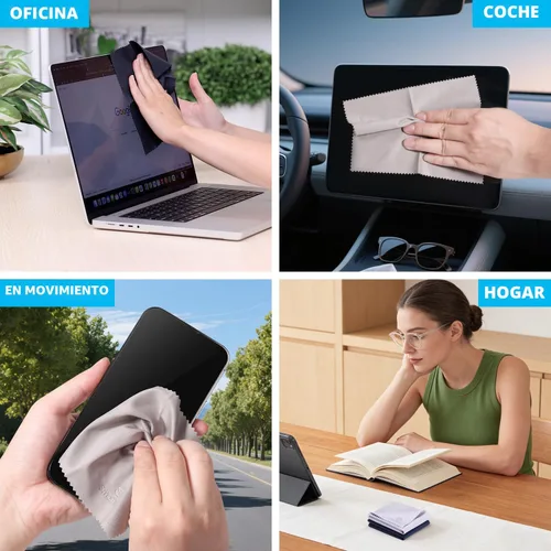 Miniatura 6 de SmoTecQ Paquete de 32 paños de limpieza de lentes de microfibra, ultra suaves, sin arañazos para lentes, pantallas y lentes de cámara, negro + gris