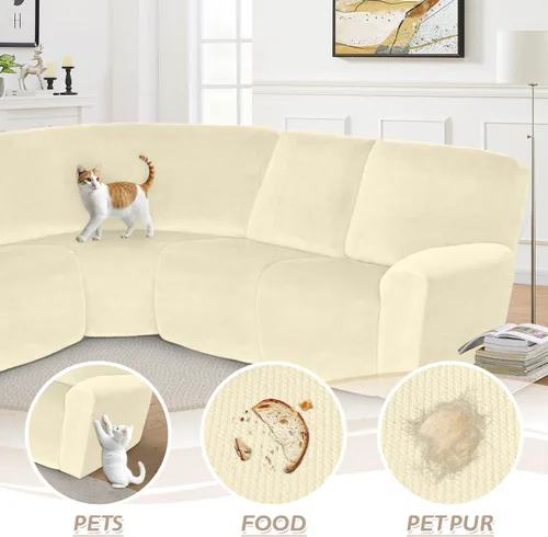Miniatura 473 de Arfntevss Fundas de sofá seccional reclinable de terciopelo, Funda de sofá seccional de esquina para sofá reclinable, Funda elástica suave