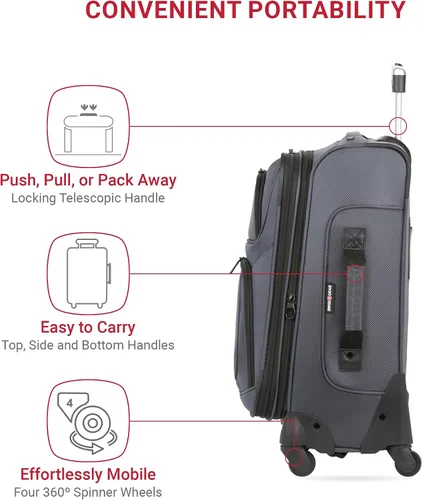 Miniatura 123 de SwissGear - Equipaje suave expandible Sion con ruedas, Negro