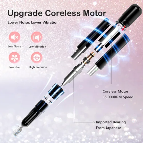Miniatura 6 de Lavinda Lámpara de uñas UV de 54 W, lámpara de uñas LED UV inalámbrica para esmalte de uñas de gel y lima de uñas eléctrica de 35000 RPM para uñas