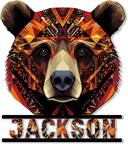 Miniatura 5 de Letrero personalizado de metal con diseño de oso, cartel colgante de oso para porche al aire libre, valla de pared con nombre personalizado, patio