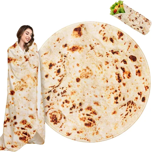 Manta de tortilla tamaño adulto, manta de burrito de 71 pulgadas, regalos divertidos novedosos para novia, novio, manta de franela suave y cómoda