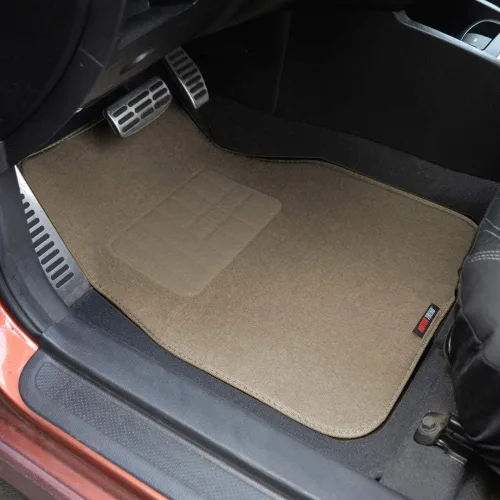 Miniatura 4 de BDK Alfombrillas de Piso de Alfombra Resistentes de Color Beige Delanteras y Traseras, Forros Universales para Automóvil, SUV, Camioneta y Camión