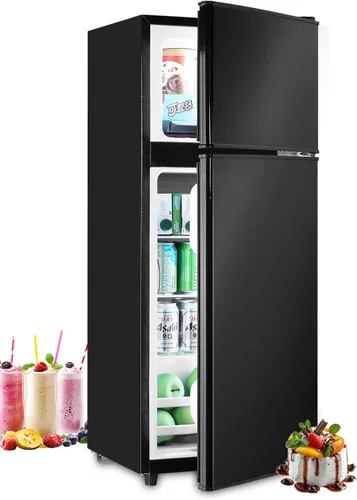 Miniatura 13 de KRIB BLING Refrigerador de 3.5 pies cúbicos con congelador, refrigerador de 2 puertas con control de termostato ajustable, refrigerador para cocina