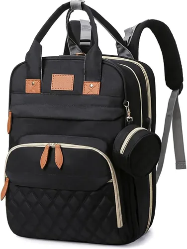 Mochila para pañales – Bolsa de bebé grande impermeable con puerto de carga USB, cambiador y correas para cochecito – Organizador de viaje elegante,