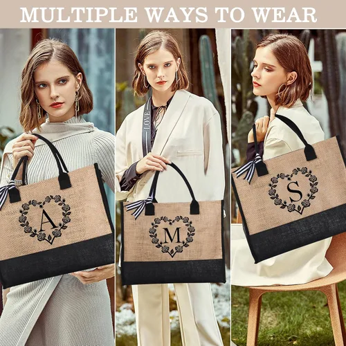 Miniatura 3 de Regalos para mujeres Bolsa de playa inicial y bolsa de maquillaje 2024, regalos de graduación, regalos de cumpleaños para ella mujer