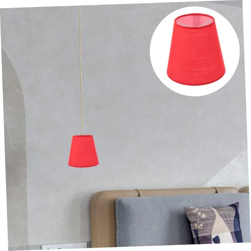 Miniatura 4 de Housoutil Pantalla de tela rústica, lámpara de mesa rústica, mini clips, lámpara de papel, pantalla de lámpara, pantallas con clip en tambor, Rojo