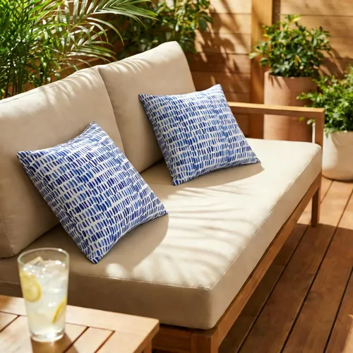 Miniatura 7 de JMGBird Almohadas exteriores de 18 x 18 pulgadas, almohada impermeable para exteriores Blanco con azul