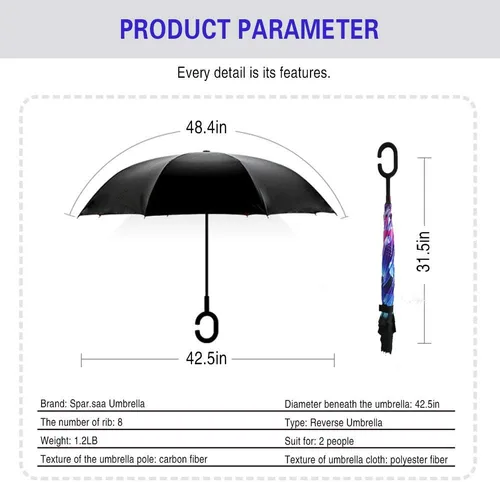 Miniatura 189 de SIEPASA Paraguas invertido invertido de 49/56 pulgadas, doble toldo extra grande, ventilado, resistente al viento, impermeable, paraguas de golf