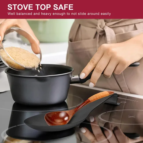 Miniatura 5 de E-far - Soporte para cuchara de acero inoxidable negro mate, soporte para espátula para estufa de cocina, tamaño grande y apto para lavavajillas