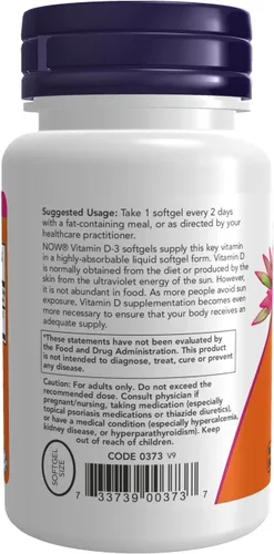 Miniatura 3 de Now Vitamins D-3 5000 UI - 240 cápsulas blandas (paquete de 3)
