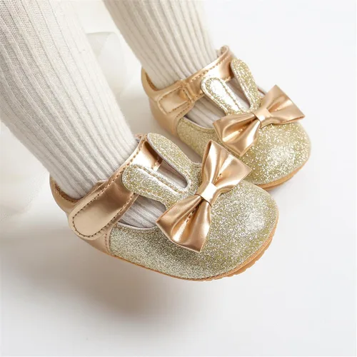 Miniatura 3 de myppgg Zapatos planos Mary Jane para bebé niña, con lazo brillante, vestido de princesa, zapatos de cuna antideslizantes para niños pequeños que