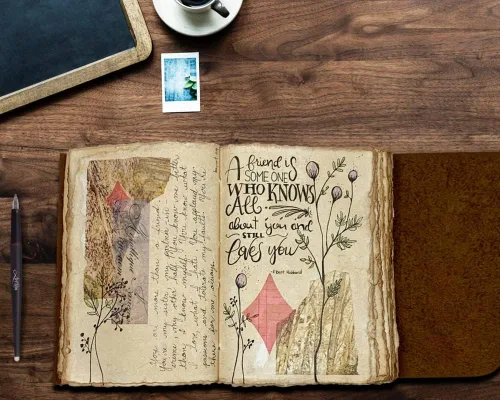 Miniatura 6 de Wanderings Diario de cuero vintage – 5 x 7 pulgadas – Diario encuadernado de cuero antiguo hecho a mano con papel de borde de Deckle antiguo – Marrón