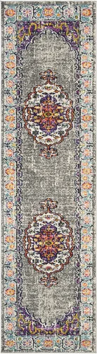 Miniatura 3 de SAFAVIEH Colección Monaco - Alfombra para pasillo, 2.2 x 8 pies, color violeta y azul claro, diseño bohemio chic de medallón envejecido,