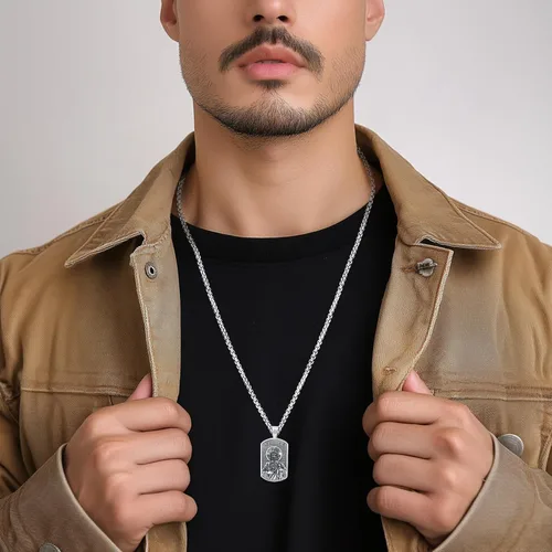 Miniatura 95 de Eusense San Miguel San Cristóbal San Benito San Judas Virgen María Collar chapado en oro 925 joyería religiosa para hombres y mujeres, collar